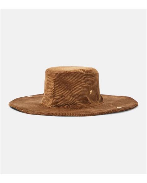 miu miu corduroy cowboy hat|Logo corduroy cowboy hat in brown .